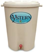 The rain barrel model being offered to residents free of charge (pictured) holds 55 gallons, is up to 50 percent recycled materials, and is 16 pounds without water.