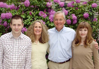 Former State Representative Matt Patrick (third from left), here with his (left to right) son Sam, wife Louise and daughter Mia, announced his run for State Senator Therese Murray's seat.